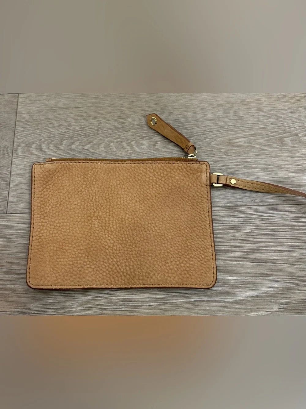 Cole Haan Tan Pebbled Leather Wristlet
